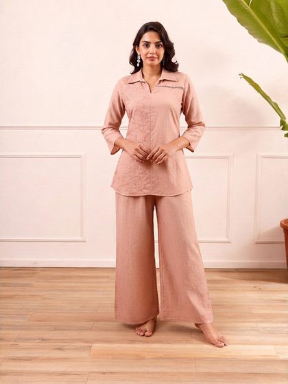 Dusty Rose Collared Co-ord