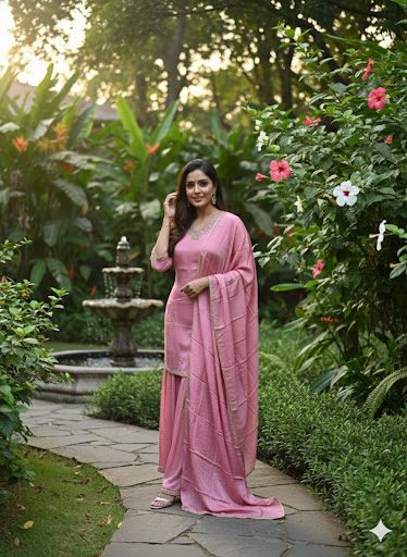 Rose Pink Gota Kurta Set